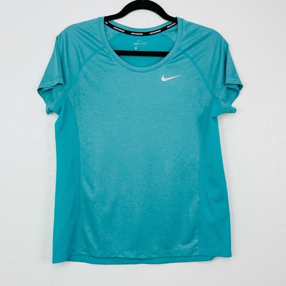 NWOT NIKE BLUE TEAL SHORT SLEEVE ATHLETIC LOOSE FIT TOP - Picture 2 of 8